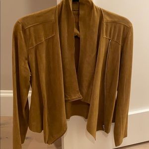 BLANKNYC tan faux suede drape front jacket